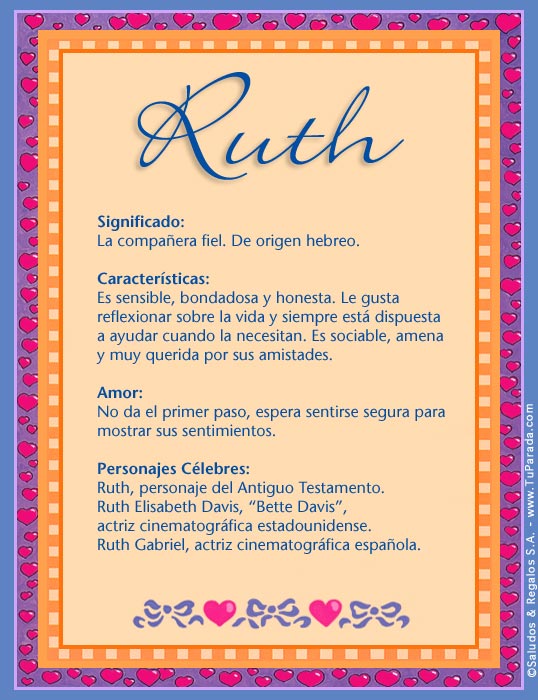 Ruth Nombre Significado Y Origen De Nombres Tarjetas De Nombres Porn Sex Picture