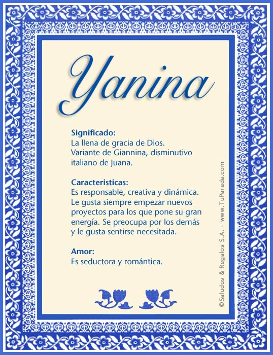 Yanina, Significado De Yanina - TuParada.com