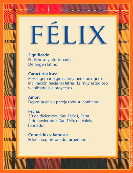 Félix, significado del nombre Félix, nombres
