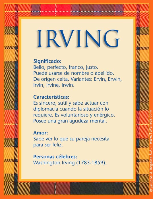 Irving, significado del nombre Irving, nombres Irving, significado del nombre Irving, nombres
