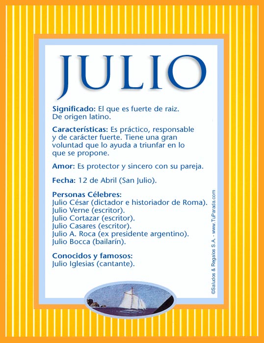 que significa el nombre de julio en la biblia