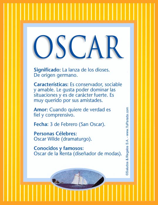 Oscar, O, tarjetas