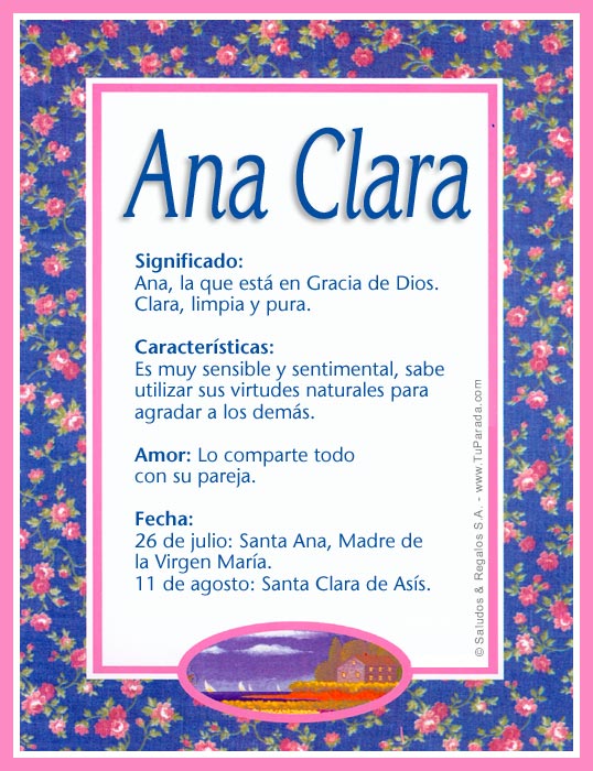Ana Clara, significado del nombre Ana Clara, nombres Ana Clara, significado del nombre Ana Clara, nombres