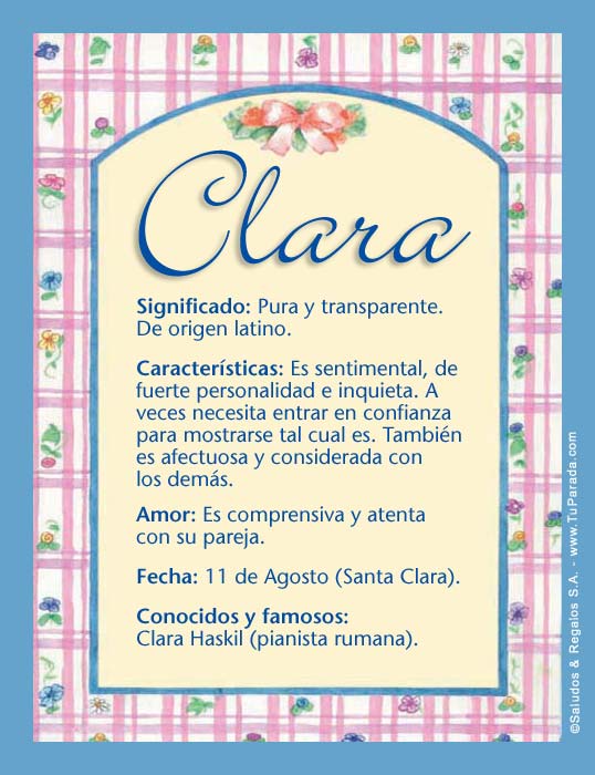 Clara, significado del nombre Clara, nombres