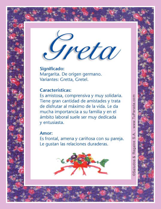 Greta, significado del nombre Greta, nombres Greta, significado del nombre Greta, nombres