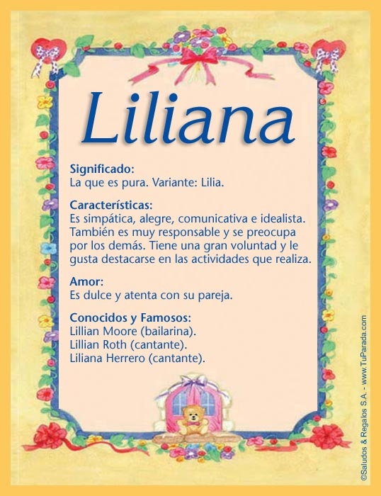 Liliana, L, tarjetas