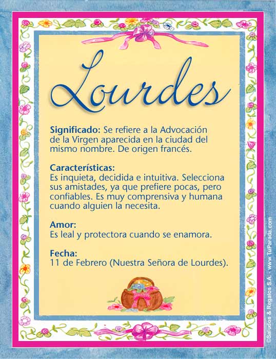 Lourdes, significado del nombre Lourdes, nombres