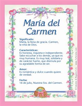 Significado del nombre María del Carmen