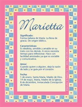 Significado del nombre Marietta