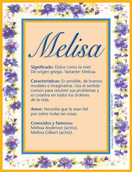Significado del nombre Melisa