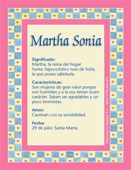 Significado del nombre Martha Sonia