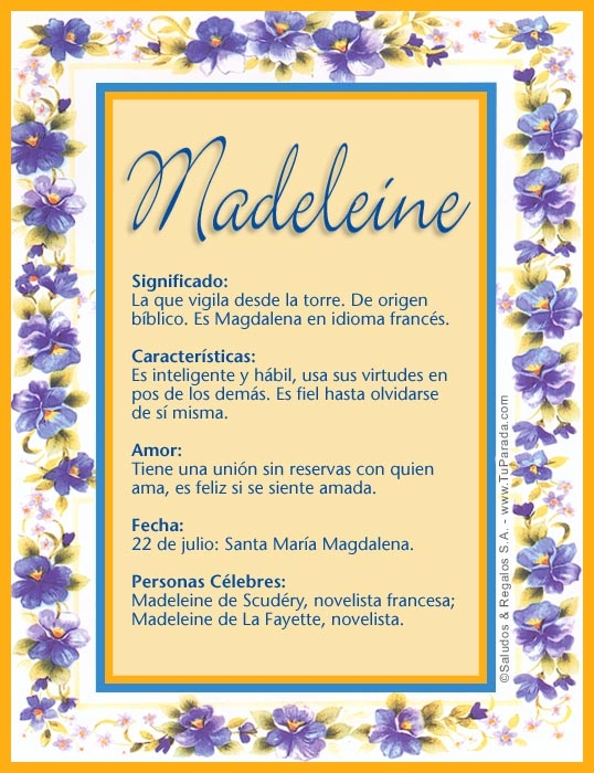 Tarjeta - Madeleine
