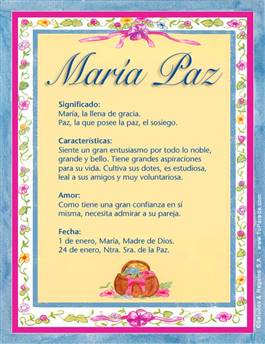 Significado del nombre María Paz