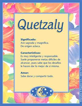 Significado del nombre Quetzaly