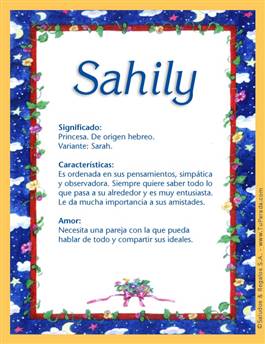 Significado del nombre Sahily