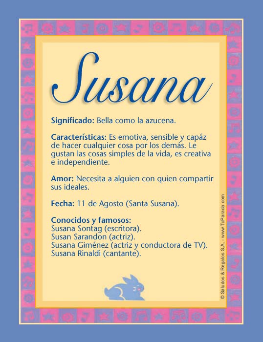 Significado De Susana ¡origen Santoral Y Personalidad