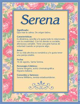 Serena, Significado do Nomes