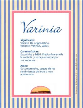 Significado del nombre Varinia