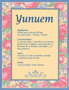 Significado del nombre Yunuem