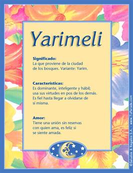 Significado del nombre Yarimeli