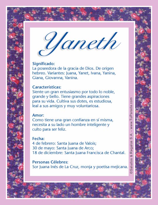 Enviar tarjeta, postal, Yaneth