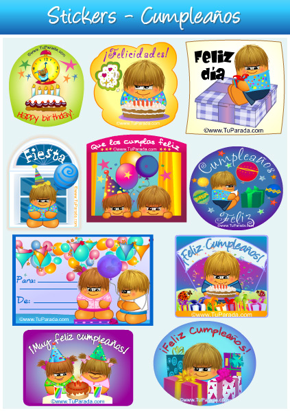 Tarjeta - Stickers para Cumpleaños