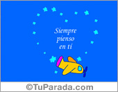 Tarjeta de pienso en ti con avión