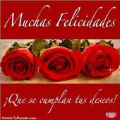 Muchas Felicidades con rosas.