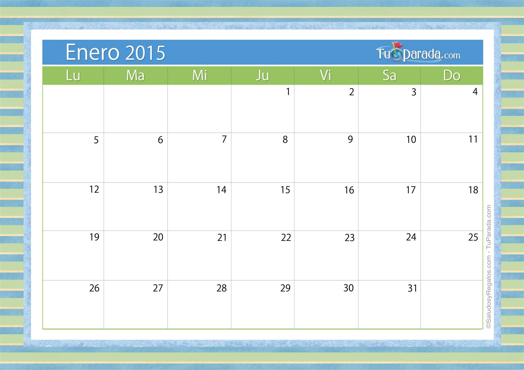 Origen y significado de Calendario enero 2015