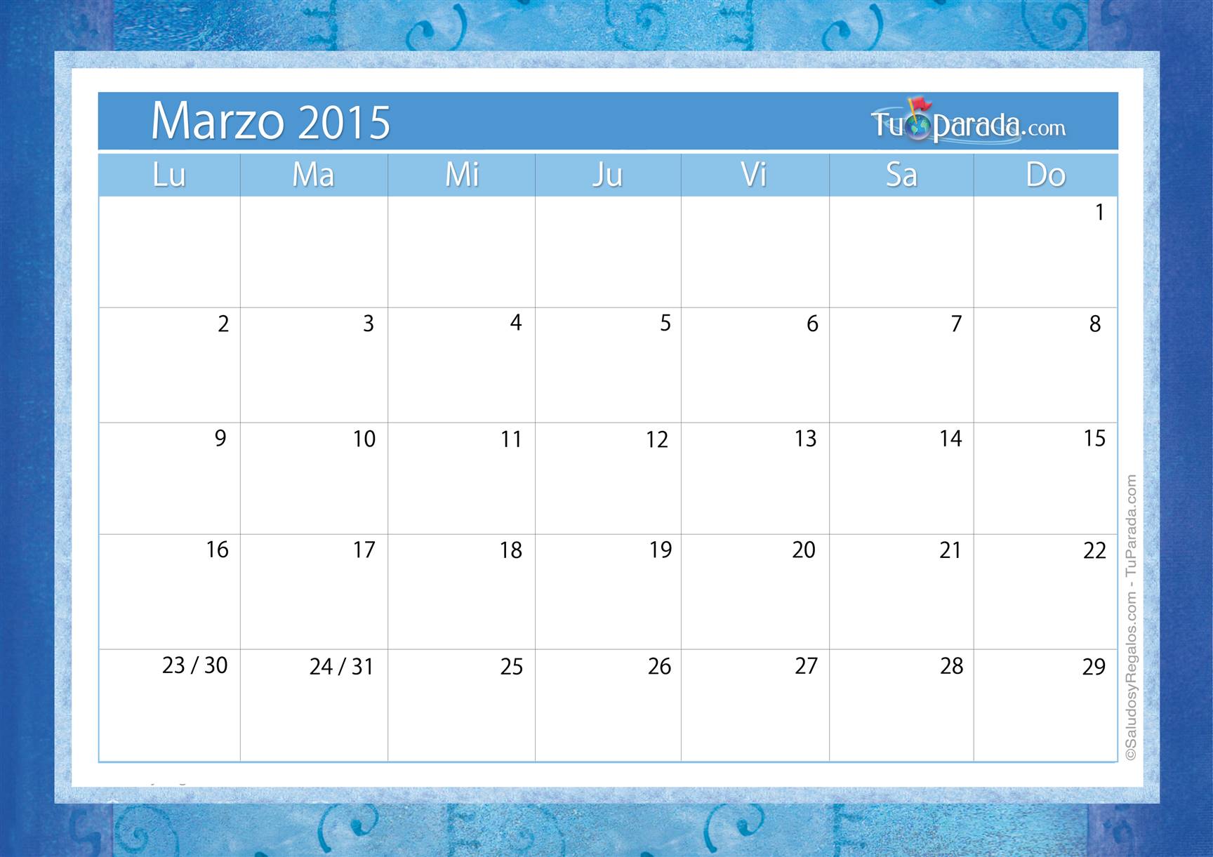 Origen y significado de Calendario marzo 2015