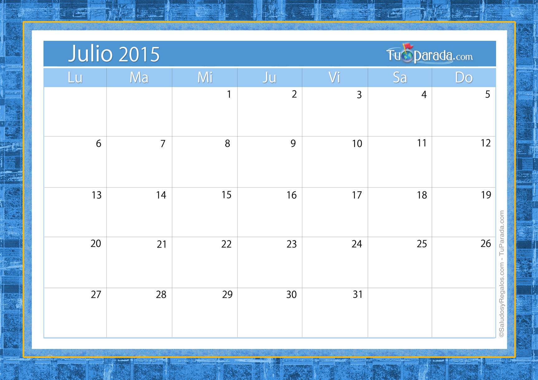 Origen y significado de Calendario julio 2015