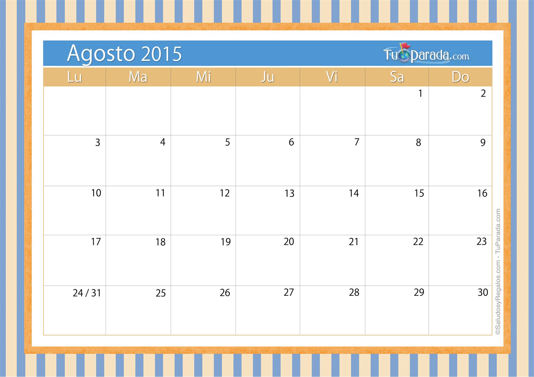 Origen y significado de Calendario agosto 2015