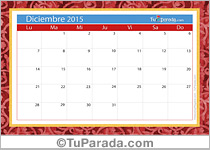 Calendario diciembre 2015