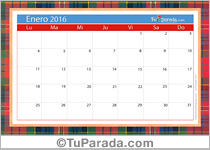 Calendario enero 2016