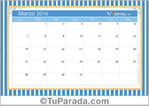 Calendario marzo 2016