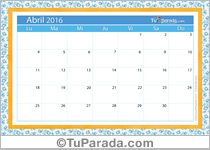 Calendario abril 2016