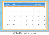 Calendario mayo 2016