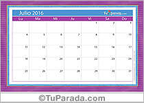 Calendario julio 2016