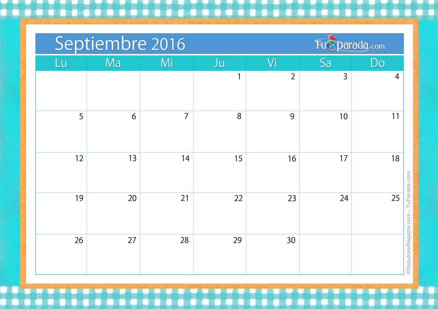 Origen y significado de Calendario septiembre 2016