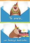 Tarjeta de oso de cumpleaños. Comic 122A