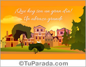 Tarjeta de paisaje con abrazo