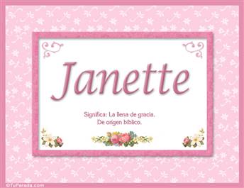 Janette, nombre, significado y origen de nombres