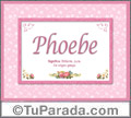 Phoebe, nombre, significado y origen de nombres