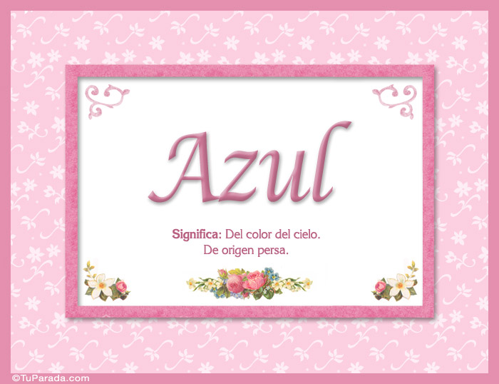 Tarjeta - Azul, nombre, significado y origen de nombres