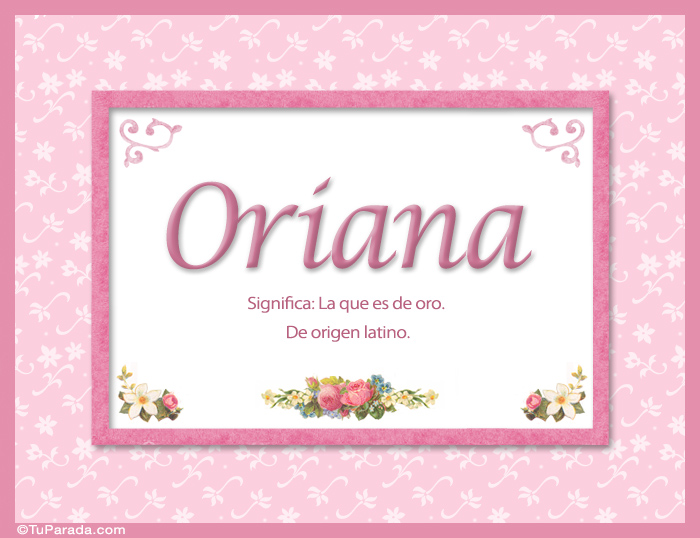 Tarjeta - Oriana, nombre, significado y origen de nombres