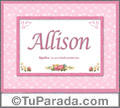 Allison, nombre, significado y origen de nombres