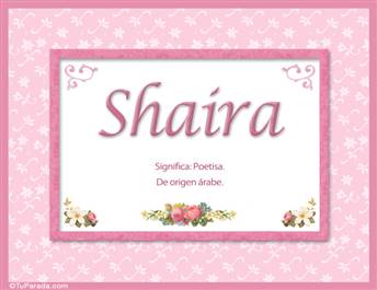 Shaira, nombre, significado y origen de nombres
