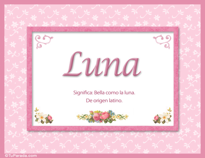 Tarjeta - Luna, nombre, significado y origen de nombres