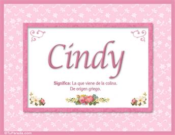 Cindy, nombre, significado y origen de nombres