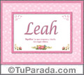 Leah, nombre, significado y origen de nombres
